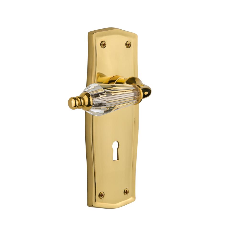 Nostalgic Warehouse PRAPRL Full Passage Set With Keyhole Prairie Plate with Parlour Lever in Polished Brass